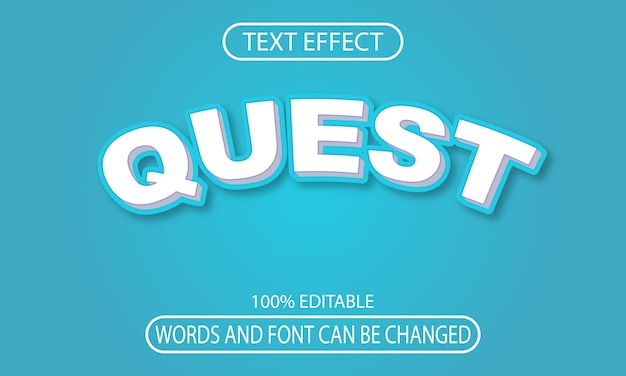 Quest text effect font 3D editable text effect