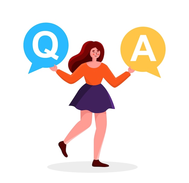 Question and answer concept Woman with Q A letter