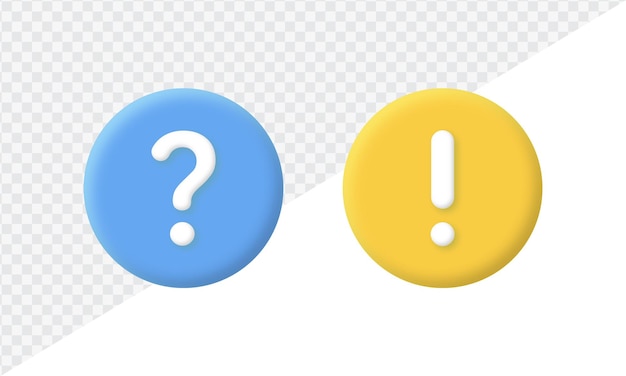 question and information icon in 3d modern button or exclamation mark sign and faq support icons