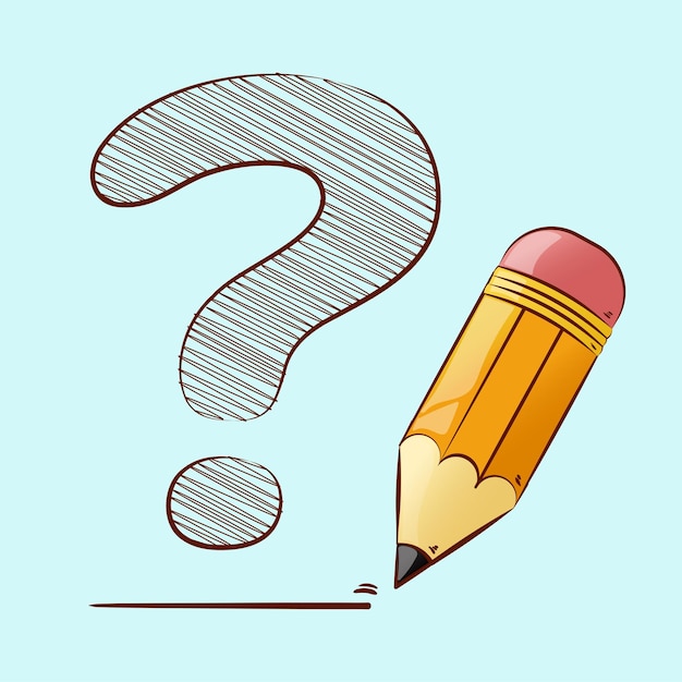 Question Mark Clip Art with Cartoon Pencil