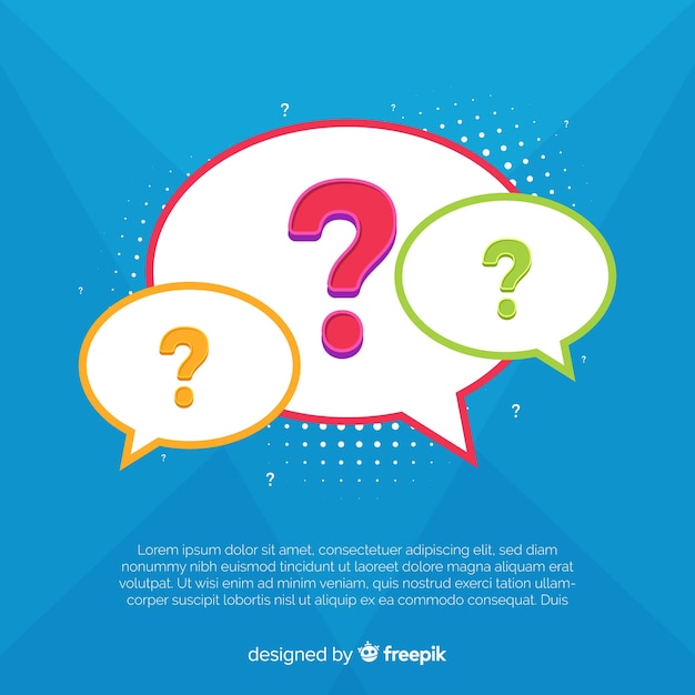 Question mark inside speech bubble flat background