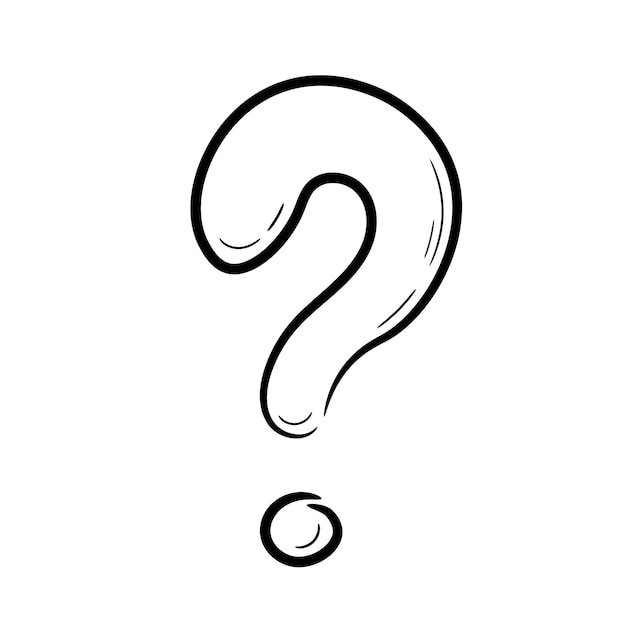 Question mark symbol. Hand drawn in doodle sketch style. Line drawing simple black question icon.