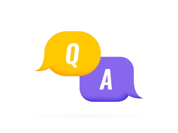 Questions and answers label 3d messages bubbles with questions and answers text Logo design Vector illustration