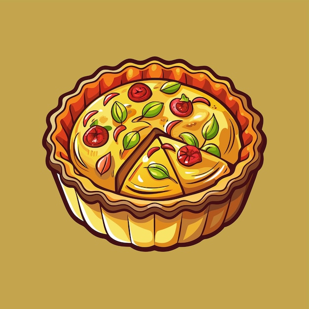 Vector quiche cartoon vector icon illustration fast food object icon concept isolated premium