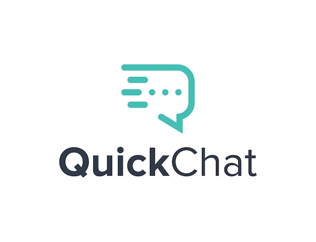 quick chat bubble outline simple sleek creative geometric modern logo design