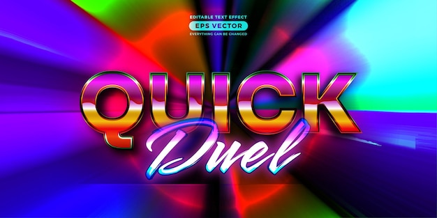 Quick duel editable text style effect in retro style theme ideal for poster social media post and banner template promotion