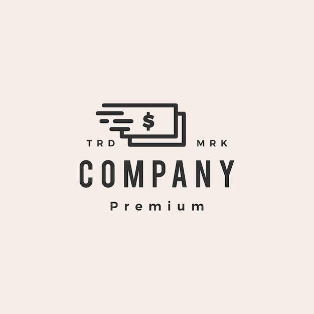 Quick fast money hipster vintage logo icon illustration