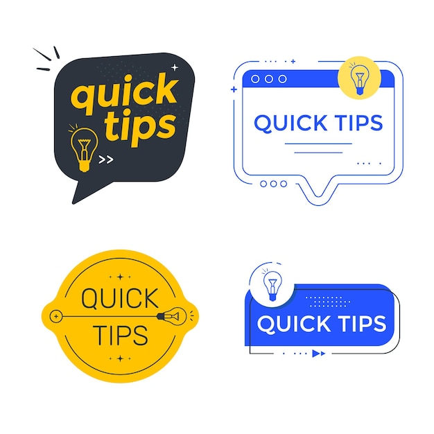 Quick tips banner set. Helpful tricks and hints