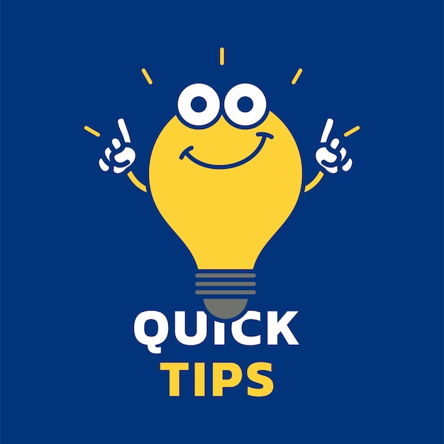 Quick tips content vector square background with light bulb icon vector design