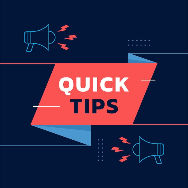 Quick tips content vector square background with loudspeaker icon vector design