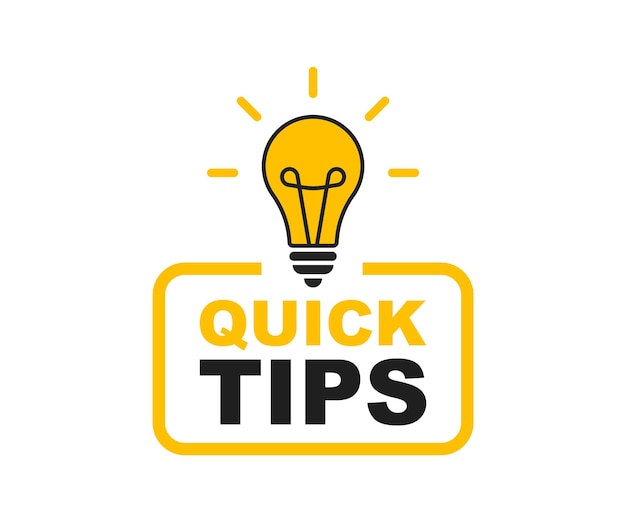 Quick tips logo with light bulb Quick tips badge