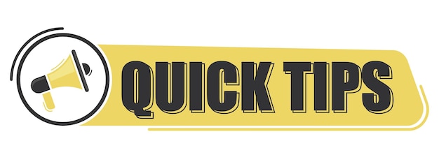 Vector quick tips megaphone message with text on yellow background megaphone banner web design