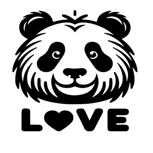 a quiet panda love art vector design