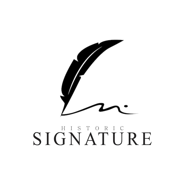 Quill Feather Pen Minimalist Signature Logo