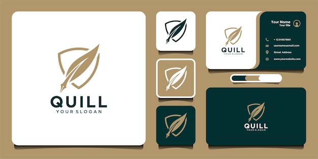 quill logo design and business card