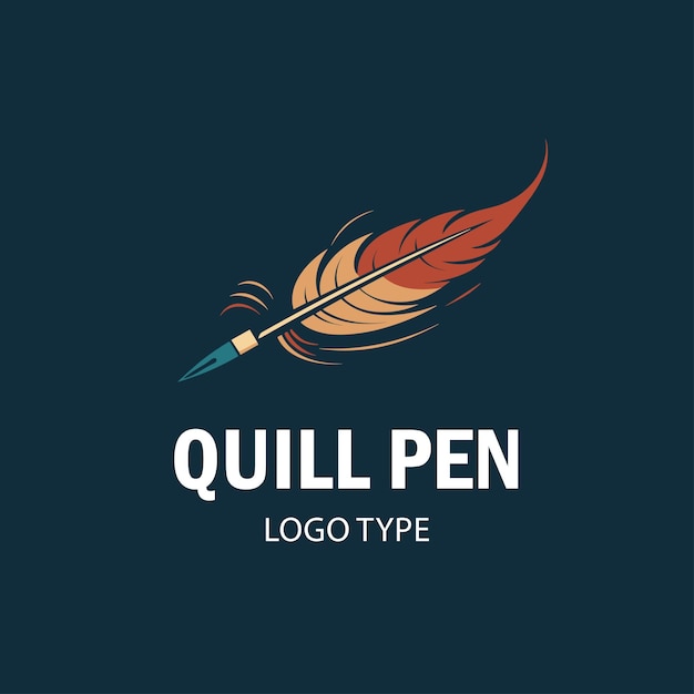 Vector quill pen flat logo design