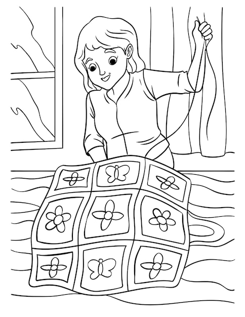 Quilter Coloring Page for Kids