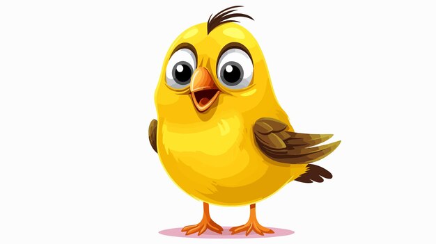 Vector quirky cartoon yellow bird retro illustration