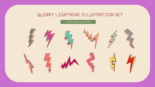 Vector quirky lightning illustration set