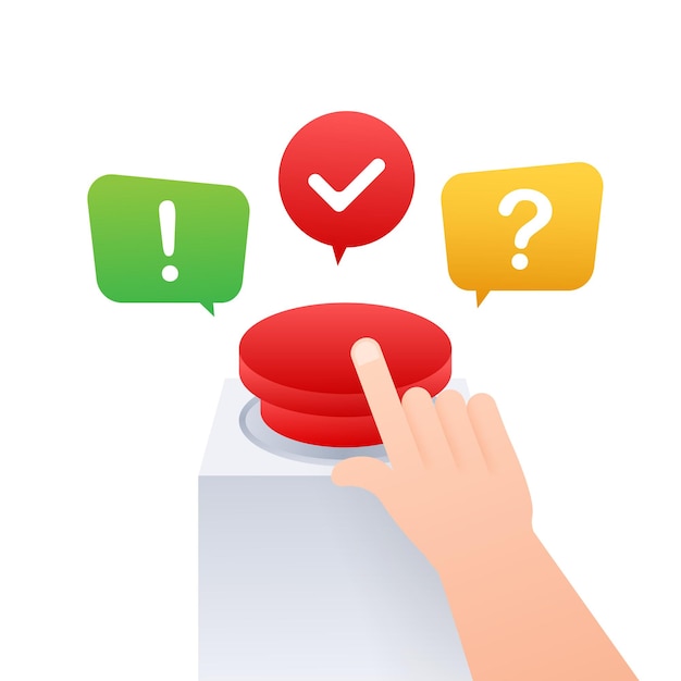 Quiz Button with speech bubble symbols concept of questionnaire show sing quiz button