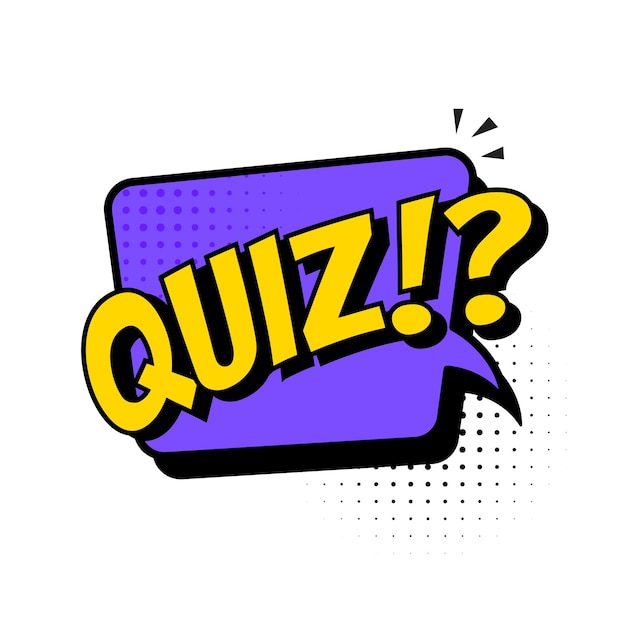 Quiz in comic pop art style. Quiz brainy game word. Vector illustration design.