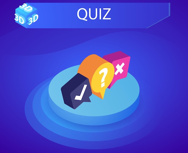 Quiz isometric design icon Vector web illustration 3d colorful concept