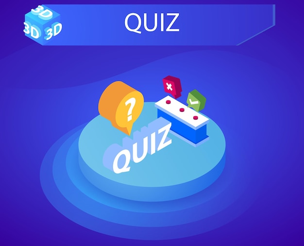 Quiz isometric design icon Vector web illustration 3d colorful concept