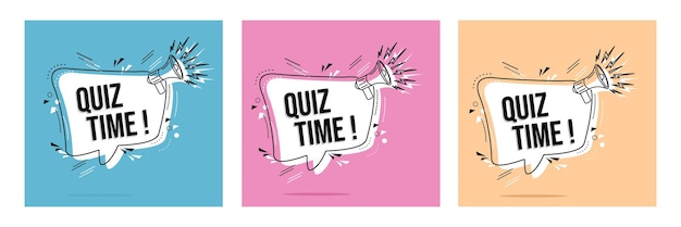 quiz time banner set with pink background