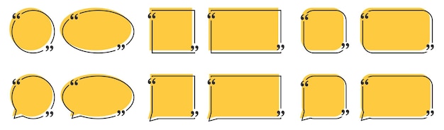 Quote box frame big set Quote box icon Texting quote boxes Blank template quote text info design