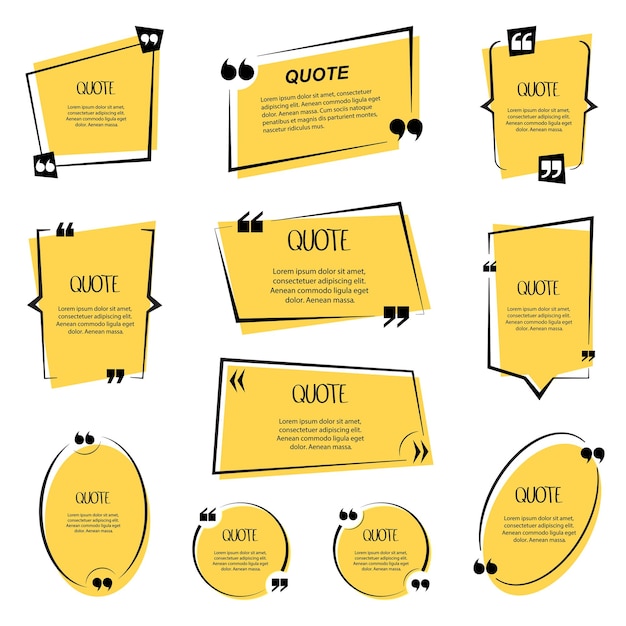 Quote box and speech bubble templates set Vector illustration