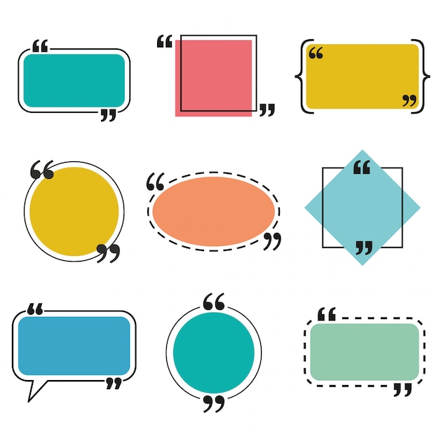 Quote box and speech bubble templates set