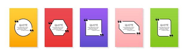 Quote frame templates Collection of colorful text frames for poster or booklet page Vector design