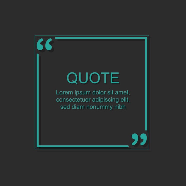 Quote frame Vector flat illustration Dark template with text and green outline for print quotes