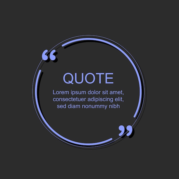 Quote frame. Vector illustration. Dark template with text