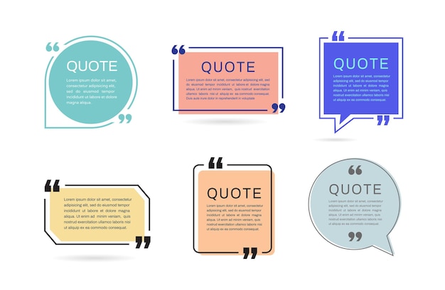 Quote frames templates set of Colorful speech bubbles Chat and talk icon Design elements