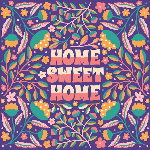 Quote home sweet home framed in hand drawn