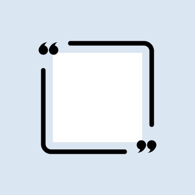 Quote icon. Square shape. Quotemark outline, speech marks, inverted commas or talking mark collection. Frame. Vector EPS 10. Isolated on background.