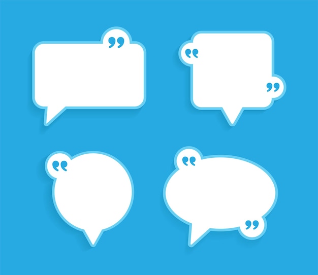 Quote message speech bubble vector template set.