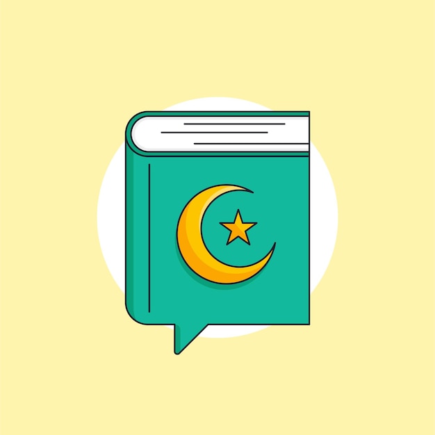 Quran holy book of islam icon illustration with speak bubble symbol vector design