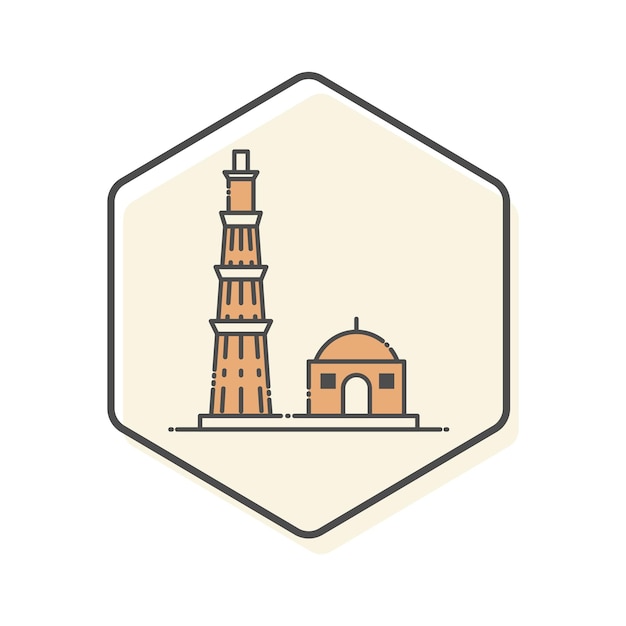 Qutb Minar Outline Icon India Landmarks Building Line Icon Vector Illustration