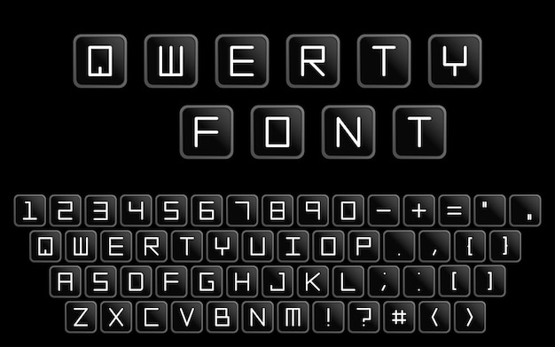 Vector qwerty minimalistic english alphabet button with letters similar to computer keyboard