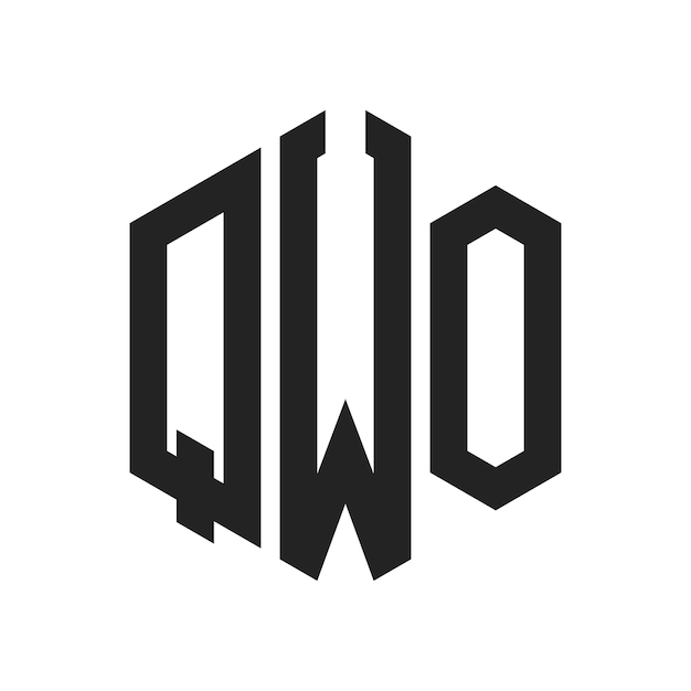 Vector qwo logo design initial letter qwo monogram logo using hexagon shape