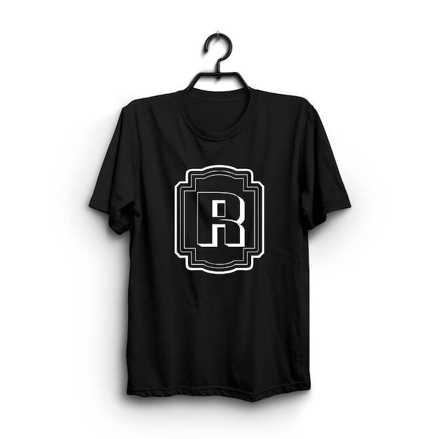 Vector r black tshirt flat lay