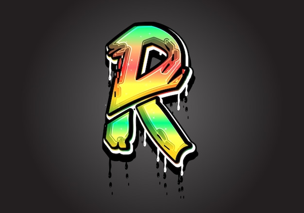 Vector r brush letter with dripping vector illustration