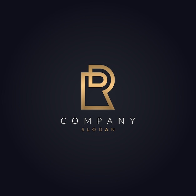 R Golden Color Letter Luxury logo Monogram Icon Template