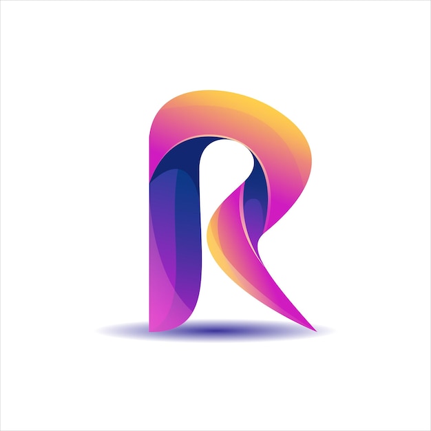 Vector r initial gradient colorful logo design