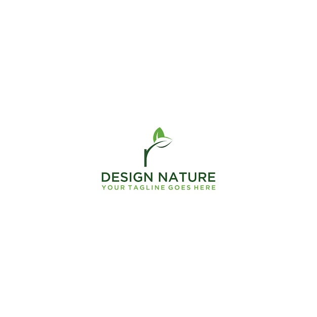 r leaf logo design vector sign template