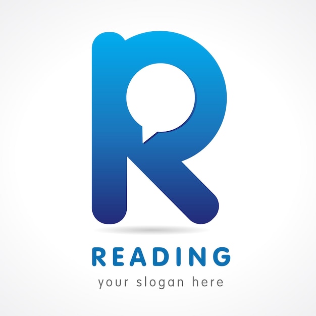 R letter corporate logo idea. Learning, educational or consulting 3D blue logotype concept