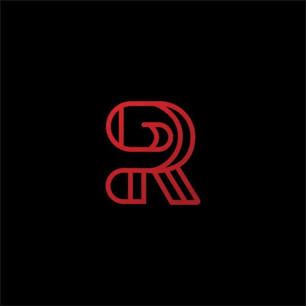 R letter design logo line art