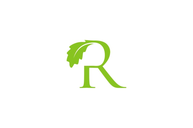 R letter initial nature green logo design environment font shape floral leaf